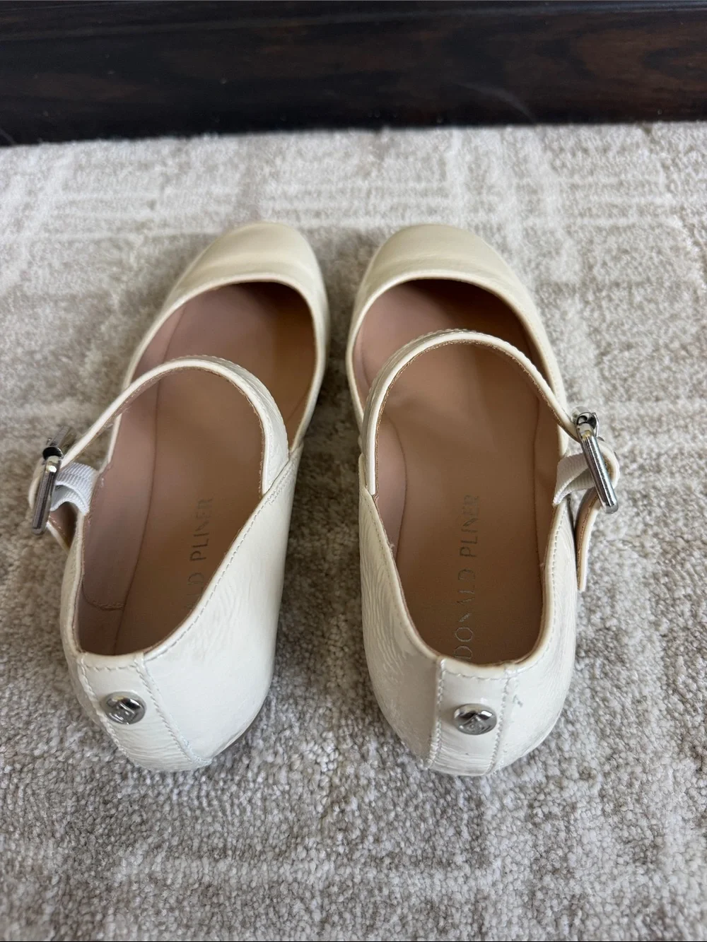 Donald J. Pliner Cream Patent Mary Jane Shoes